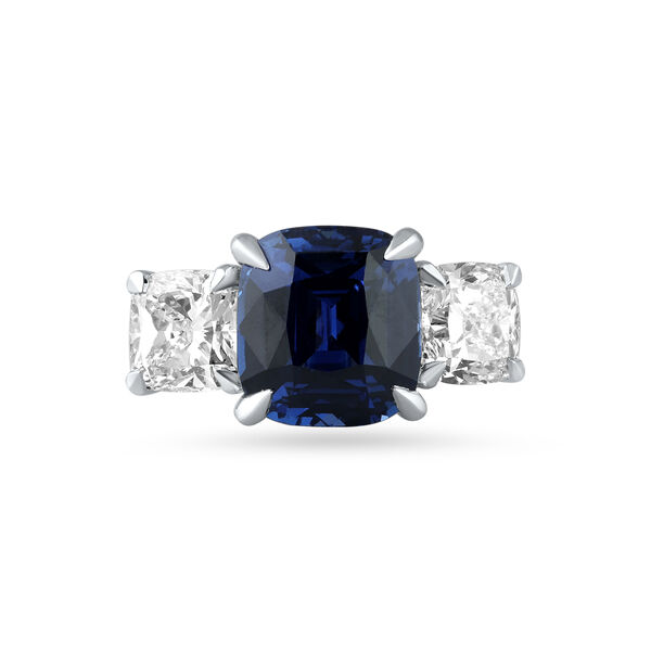 Sapphire Cushion-Cut Ring with Diamonds in White Gold